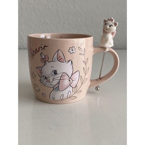Disney The Aristocats Bonjour Marie Cat Kitten Mug With Stirrer Stir Wand NEW - Picture 1 of 8